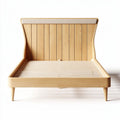 Lit en bois clair avec tête de lit rembourrée 200 x 160 x 100cm