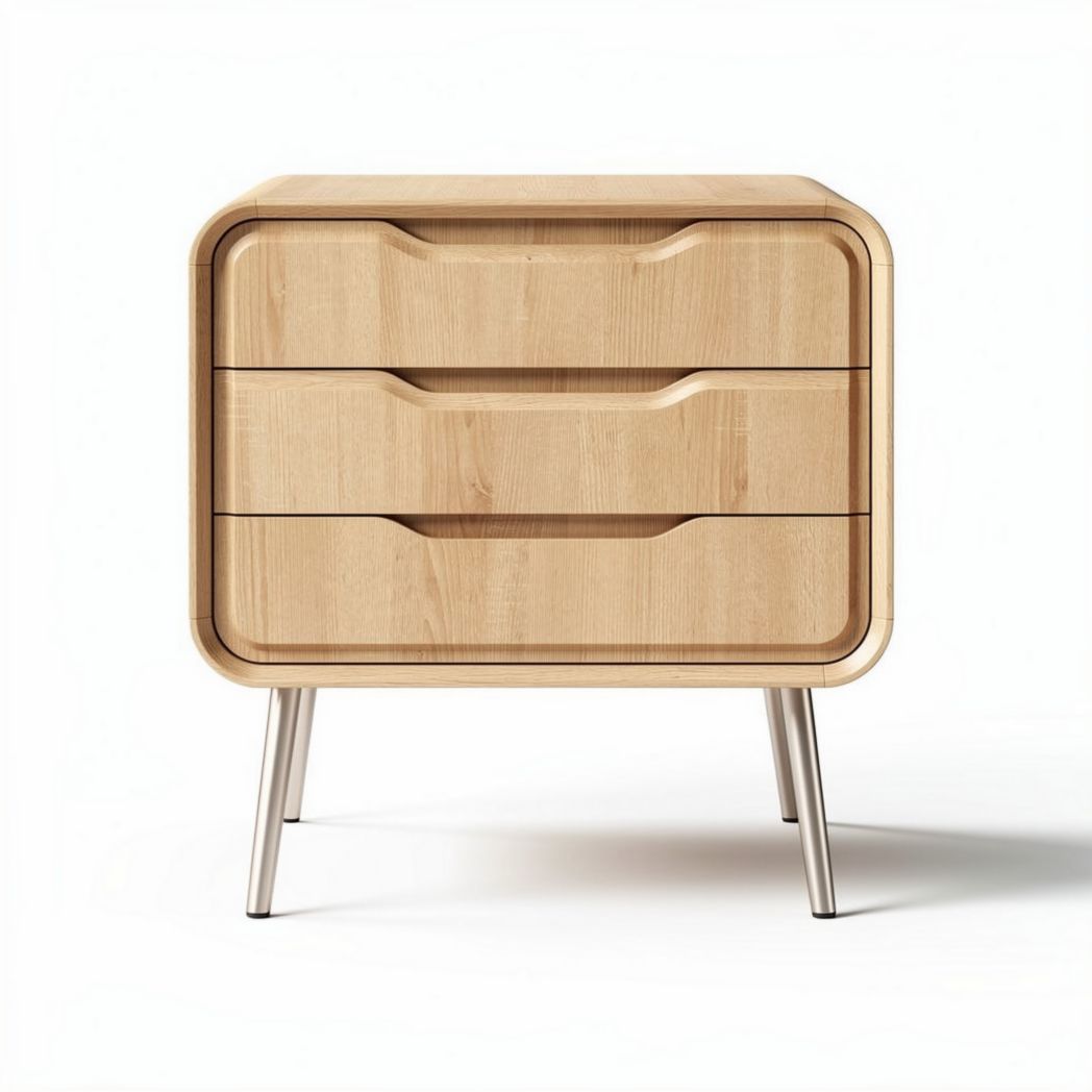 Table de nuit en bois de bambou avec 3 tiroirs dimensions 50 x 40 x 60cm