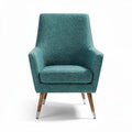 Fauteuil en tissu bleu canard avec pieds en bois 70 x 70 x 90cm