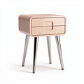 Table de chevet en métal rose avec tiroirs et pieds en acier inoxydable 40 x 40 x 50cm