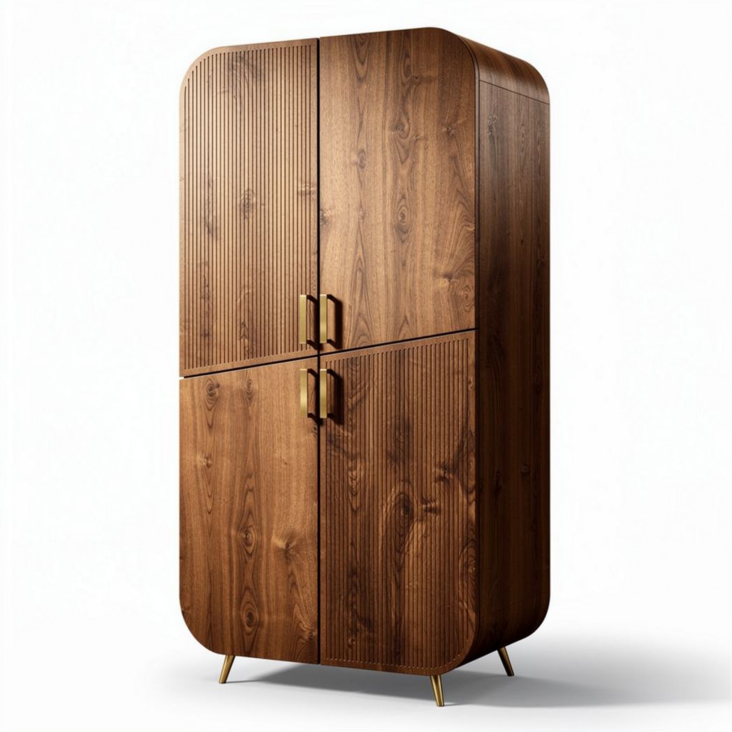 Armoire en bois finition wengé avec portes en relief dimensions 70 x 35 x 160cm