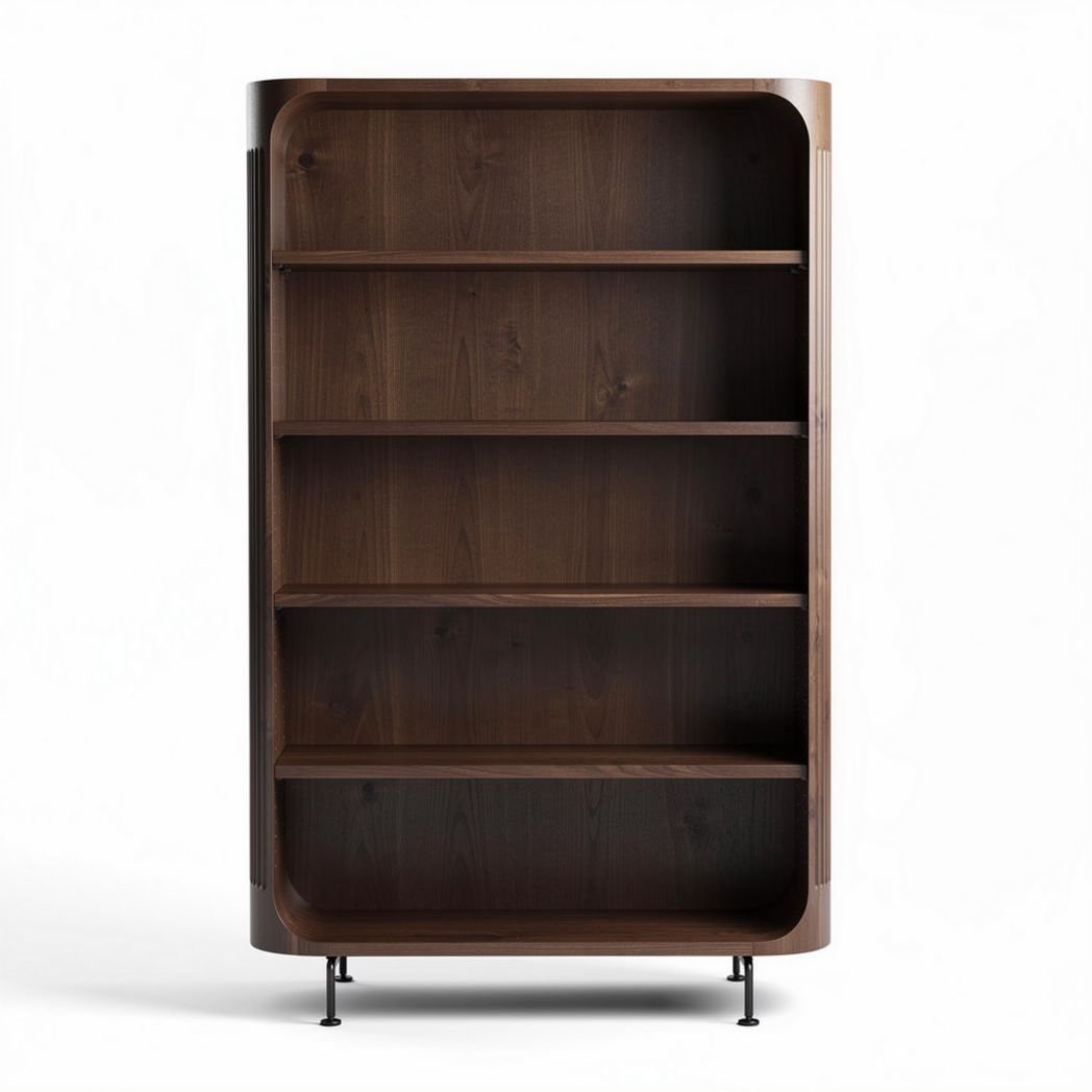 Bibliothèque en bois foncé avec étagères ouvertes 80 x 40 x 160cm