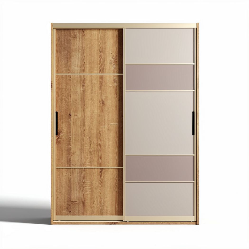 Armoire à portes coulissantes en bois et en verre 200 x 120 x 40cm