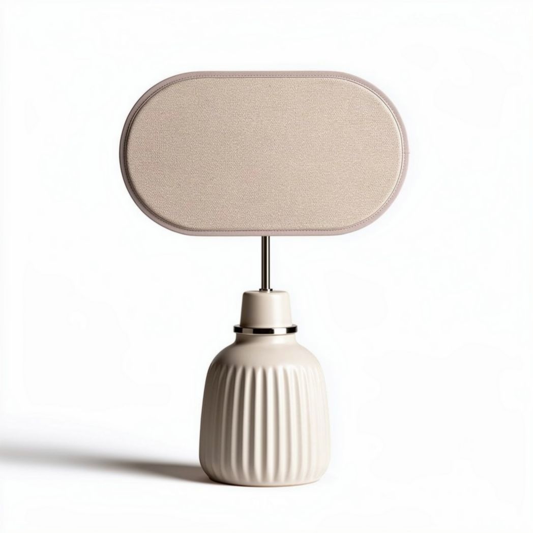 Lampe de table en céramique beige avec abat-jour rectangulaire 30 x 15 x 50cm