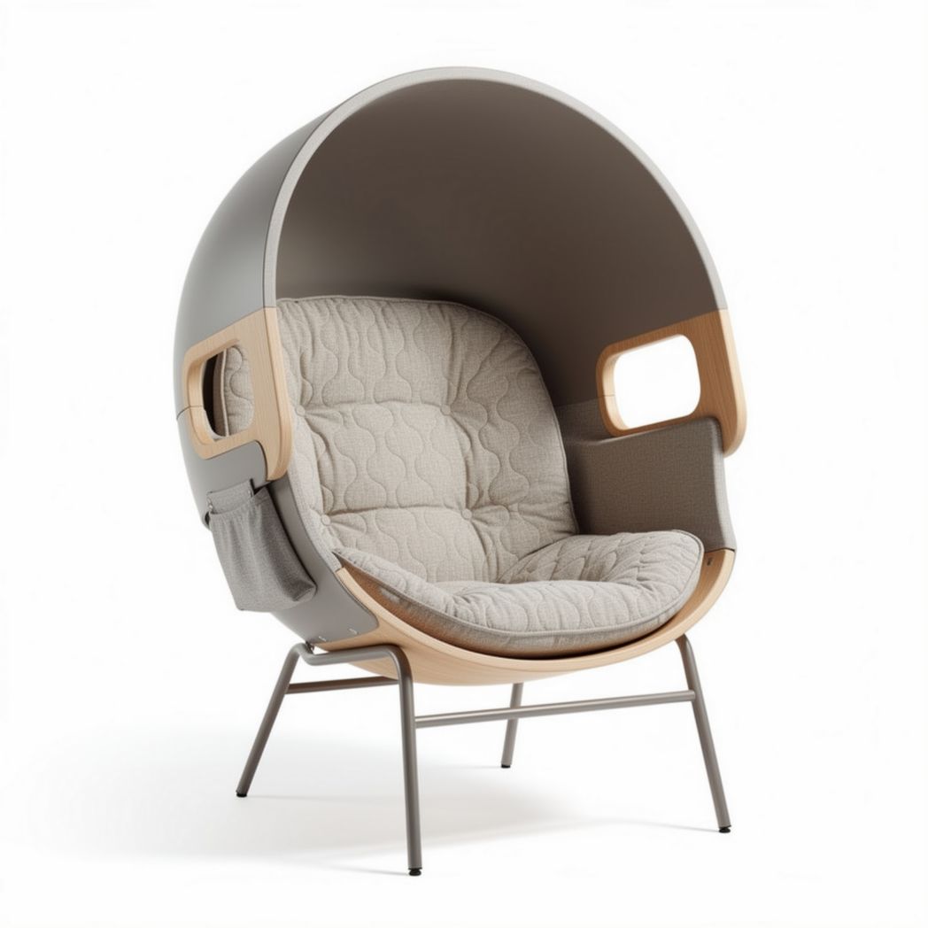 Fauteuil en bois et tissu rembourré couleur gris 90 x 75 x 100cm