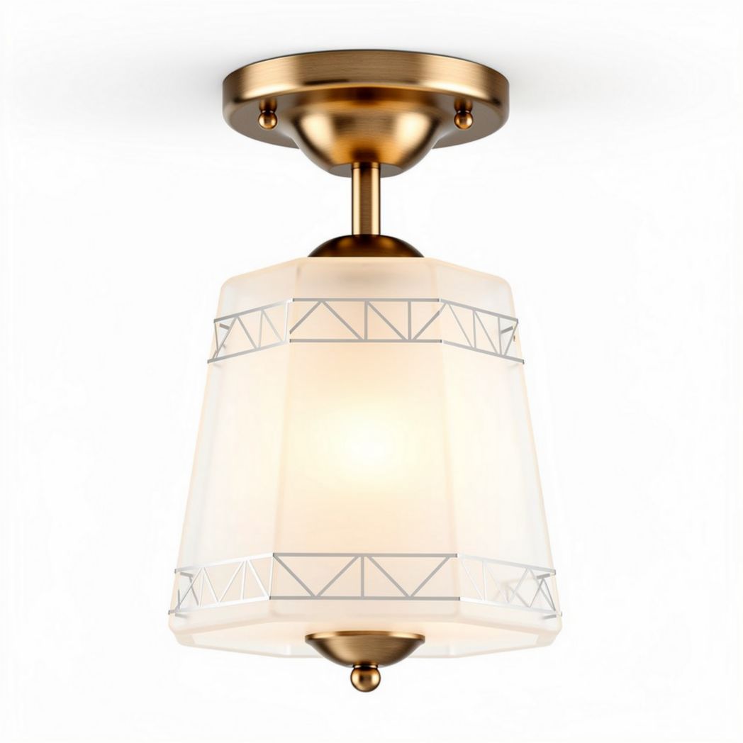Suspension en verre blanc et métal doré pour éclairage intérieur 20 x 20 x 30cm