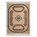 Tapis rectangulaire en jute beige avec motifs géométriques 150 x 100 x 1cm