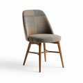 Chaise moderne en tissu motif géométrique avec pieds en bois 45 x 50 x 85cm